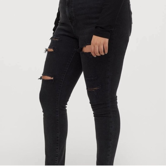 H&M Skinny High Waisted Ankle Jean - Size 32 - 10 / 12 Black - Picture 2 of 12